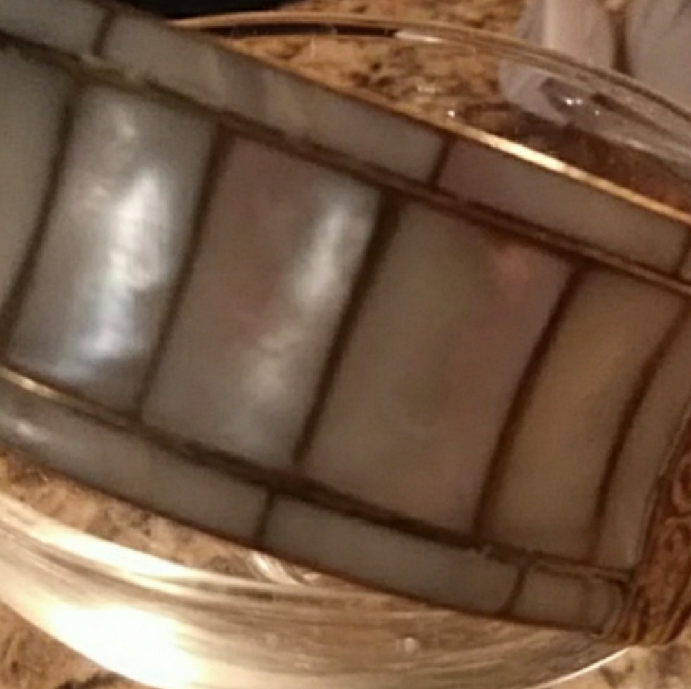 Mother of pearl wide cuff bracelet.